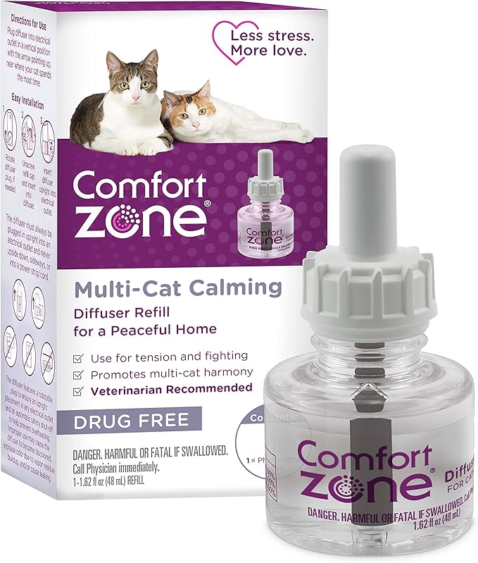 Comfort Zone Multi Cat Calming Diffuser Refill, 1 Pack – Cat Calming Pheromone by ComfortZone