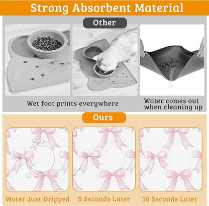Pet Feeding Mat, Non-Slip Water Bowl Placemat, Pet Supplies 12" x 20" - Image 3
