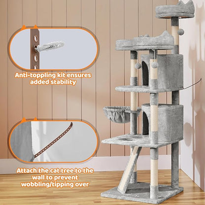 Yaheetech 68.5in Cat Tree for Large Cats, Large Condo, Stable Pet Play House - Image 9