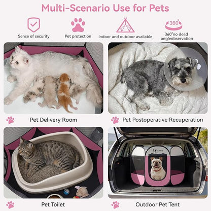 Pink Puppy Playpen for Middle Dog Cat, Dog Tent Crates Cage Indoor/Outdoor - Image 3