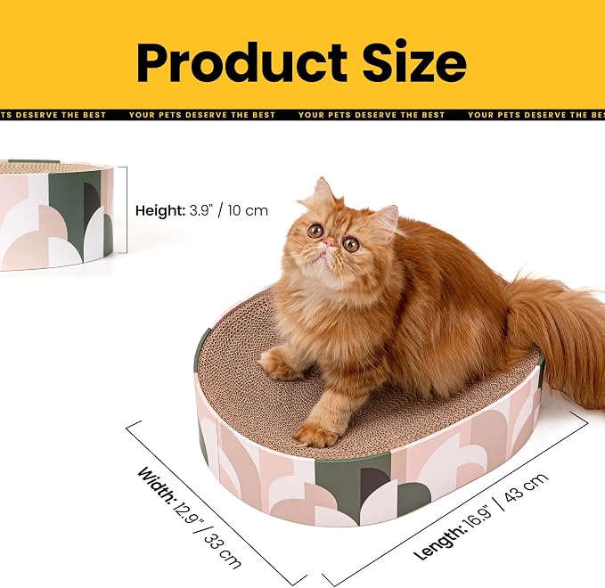 Cat Scratcher Cardboard, 2 in 1 Oval Cat Scratch Pad Bowl - Image 7