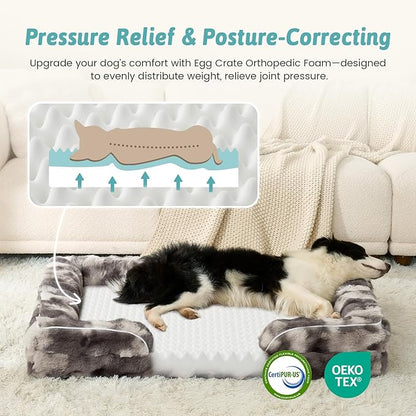 Orthopedic Dog Bed for Extra Large Dog, Soft and Warm Faux Fur Sofa for Giant - Image 2