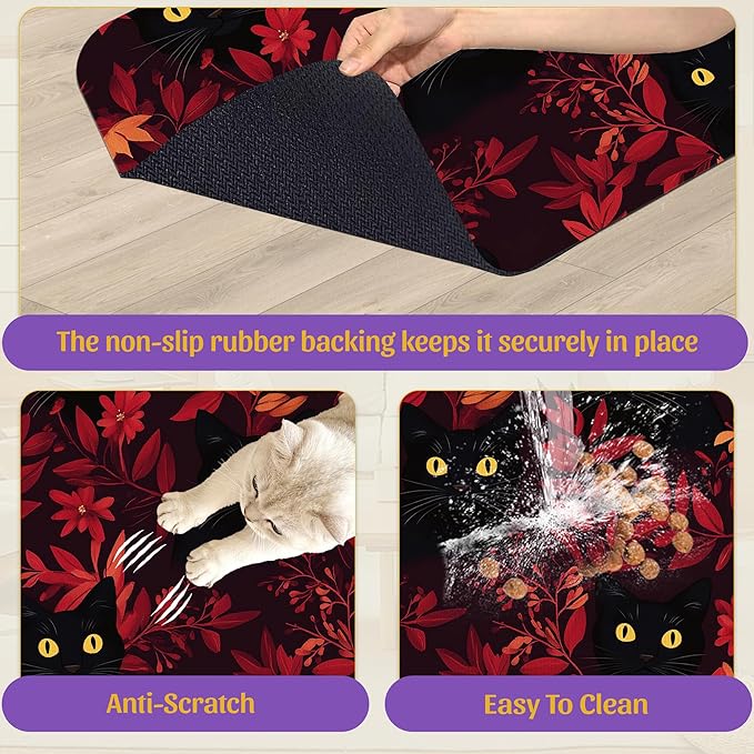 Black Cat Forest Pet Feeding Mat, Fast-Dry Absorbent Dog and Cat Bowl Mat - Image 6