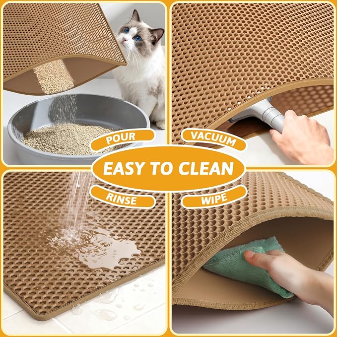 Pieviev Cat Litter Mat Double Layer Waterproof Urine Proof Trapping Mat 1 Pack - Image 6