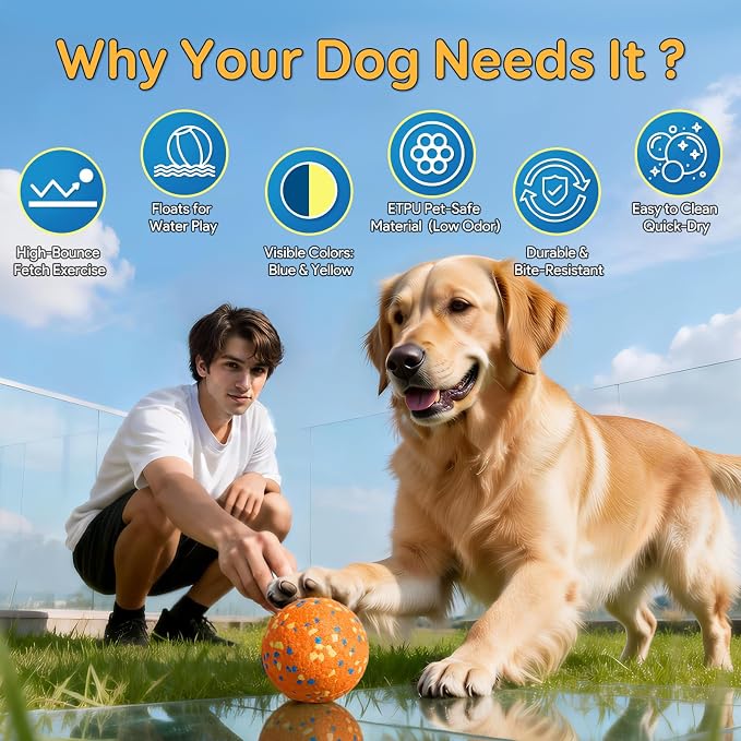 Dog Balls Tennis Ball for Aggressive Chewers, Dog Bouncy Balls Chew Toys Water - Image 3
