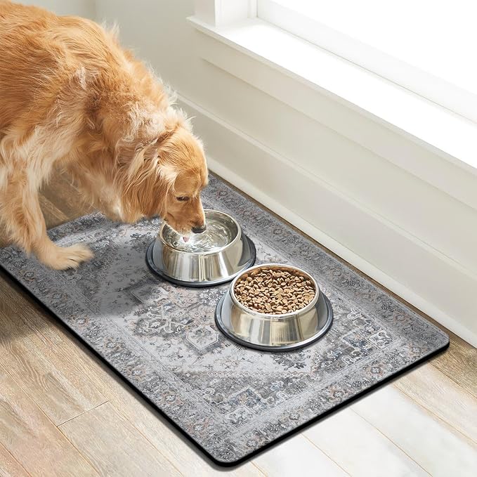 Dog Food Mats for Floors, Absorbent Dog Bowl Mat for Food and Water Dispenser - Image 2
