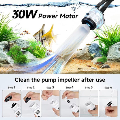 AQQA Fish Tank Cleaner, 8-in-1 Electric Aquarium Gravel Vacuum, Clean - Image 5