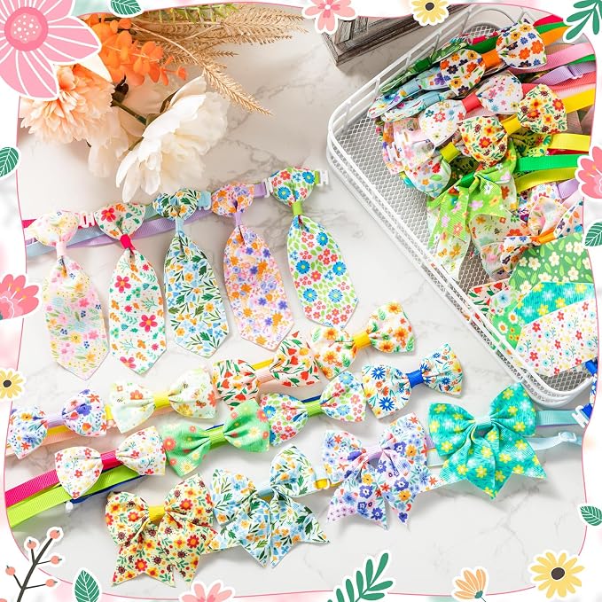 Reginary 100 Pieces Dog Bow Tie Collar Set Include 40 Dog Neckties, and 30 - Image 4