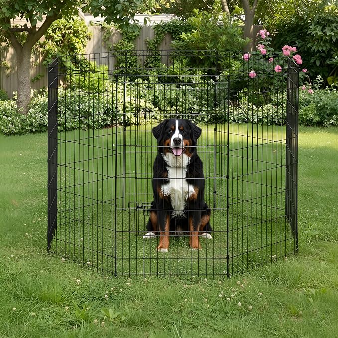 FDW 48 Inch Dog Pen 8 Panel Dog Playpen Indoor Outdoor Metal Puppy Pet Fence - Image 2