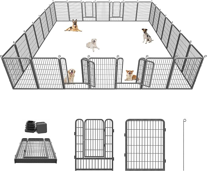 Dog Playpen 40 inch Dog Fence for Outdoor Indoor Use Heavy Duty Metal Dog Pen by Jhsomdr