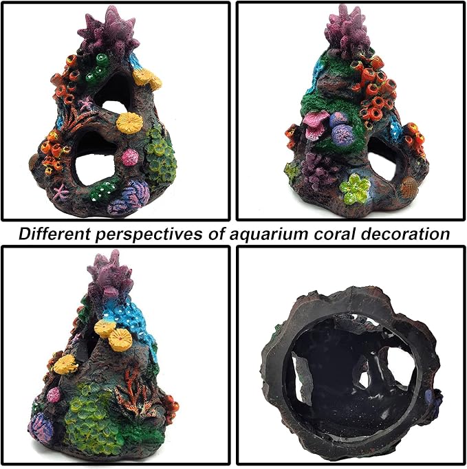 Tfwadmx Aquarium Coral Decoration Resin Fish Tank Hiding Mountain Cave Betta - Image 5