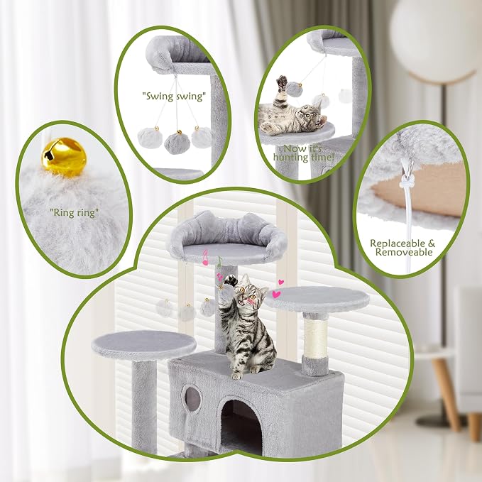 54 Inches Cat Tree Tower Condo Furniture, Cat Tower - Image 5