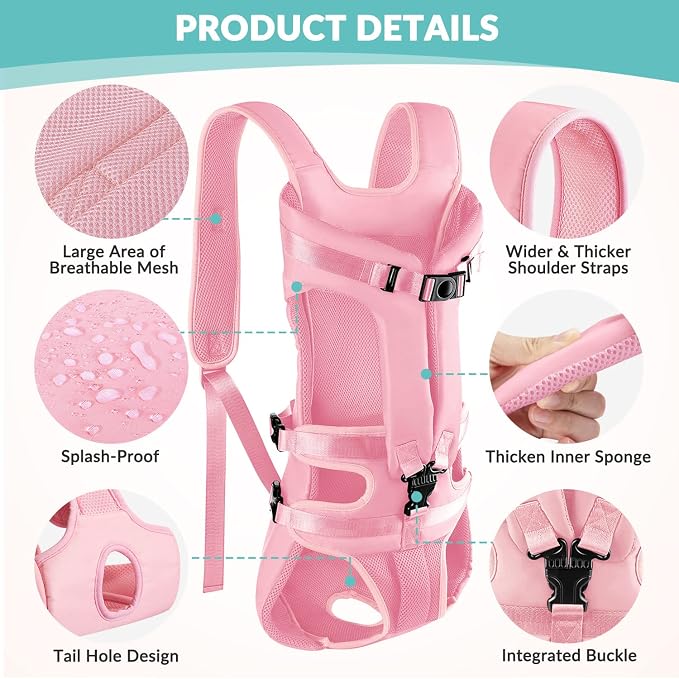 Lukovee Dog Backpack Carrier, Legs Out Easy-fit Dog Front Carrier - Image 3