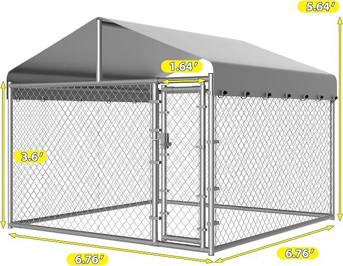 Dog Kennel Outside with Roof, Large Dog Run Enclosure, Outdoor Heavy Duty Pens - Image 6