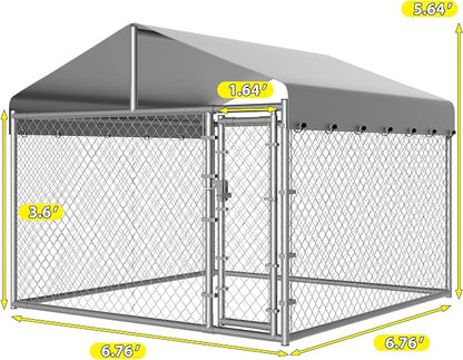 Dog Kennel Outside with Roof, Large Dog Run Enclosure, Outdoor Heavy Duty Pens - Image 6