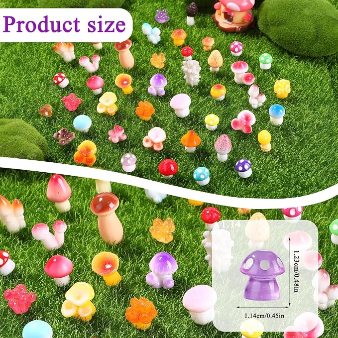 DIYDEC 80pcs Mini Resin Mushroom 80 Style Miniature Mushrooms Figures to Hide - Image 2