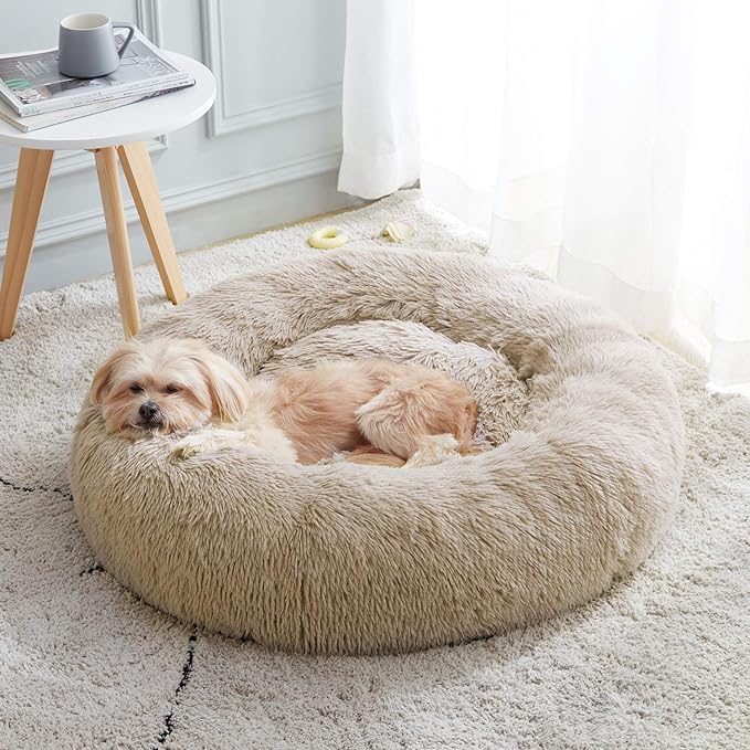 Calming Dog Bed & Cat Bed, Anti-Anxiety Donut Dog Cuddler Bed, Warming Cozy by WESTERNHOME