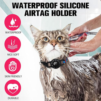 BINGPET AirTag Cat Collar with Bells, Upgraded Safety Elastic Cat Collar with - Image 5