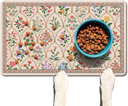 Absorbent Pet Dog Bowl Mat for Food and Water, Pet Cat Food Feeding Mat by Ideasonna