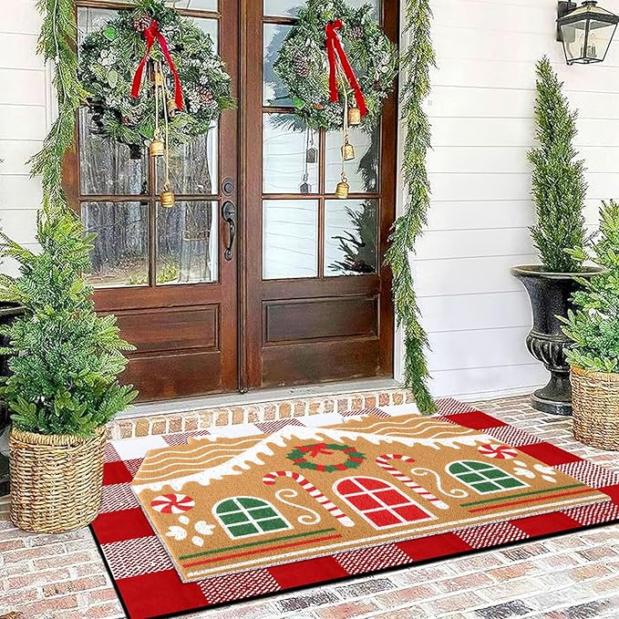 Tinideya 2 Pcs Door Mat Welcome Non Slip Coir Mats Floor Layering Doormats - Image 3