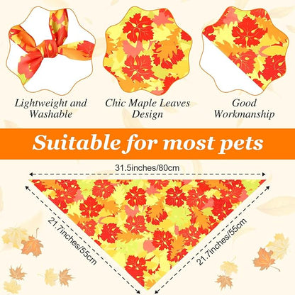 Abbylike 50 Pcs Fall Thanksgiving Dog Bandanas Bulk Maple Leaves Bandanas - Image 3
