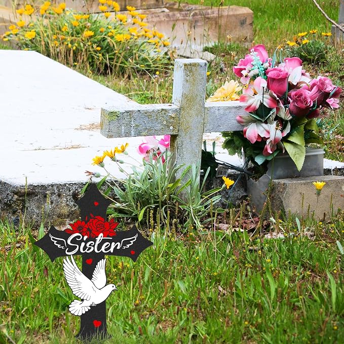 Cross Grave Decorations for Cemetery, Sympathy Memorial Stakes for Loss of - Image 3