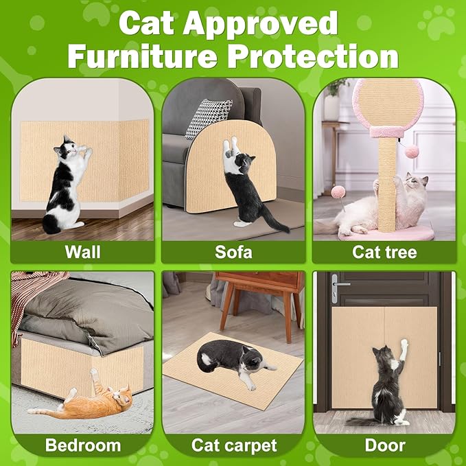 Bed Cat Scratcher Pad, 47.2"x15.8"Cat Scratching Mat, Self-Adhesive Trimmable - Image 6