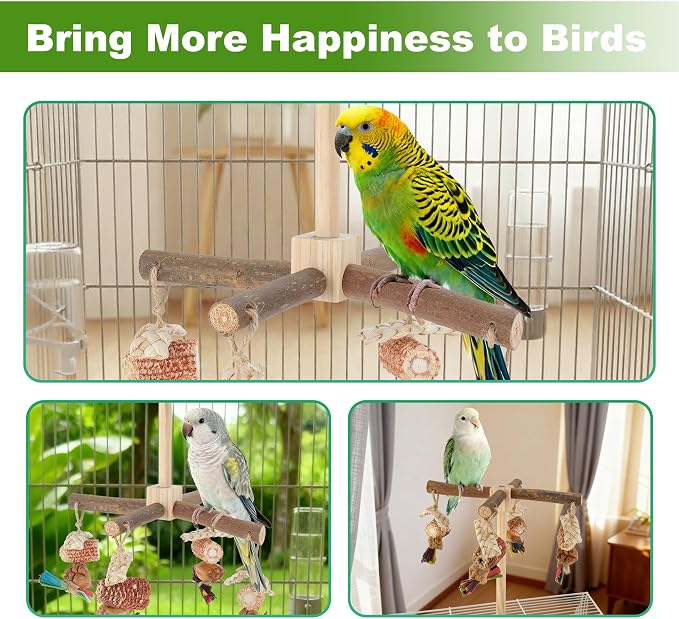 Rotating Bird Perches, Natural Wooden Perch - Image 6