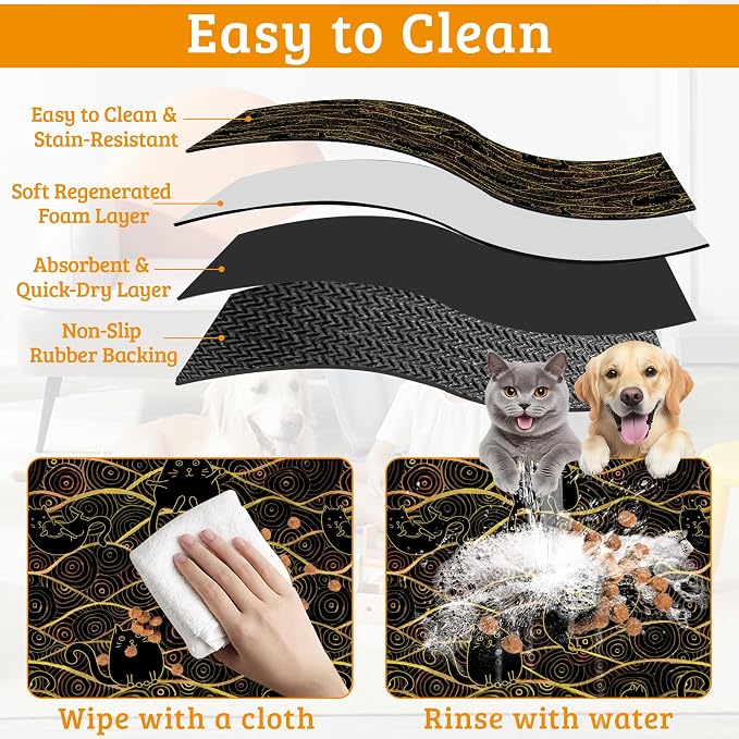 Japanese Cats Feeding Mat, Absorbent Quick-Dry Cat Dog Food and Water Bowl Mats - Image 5