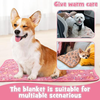 Tegeme 12 Pcs Pet Blankets Soft Fluffy Fleece Dog Cat Warm Paw Print Pattern - Image 4