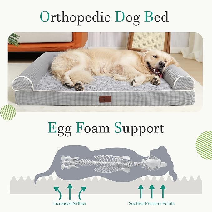 Orthopedic Dog Beds for Large Dogs, Waterproof Lined Egg Crate Foam Pet Bed Mat - Image 2