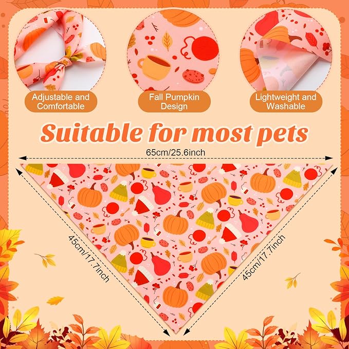 Abbylike 50 Pcs Fall Thanksgiving Dog Bandana Bulk Pumpkin Bandana - Image 3