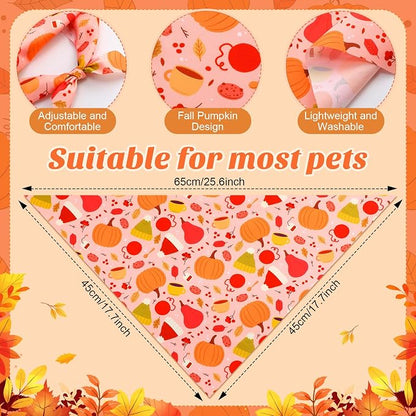 Abbylike 50 Pcs Fall Thanksgiving Dog Bandana Bulk Pumpkin Bandana - Image 3