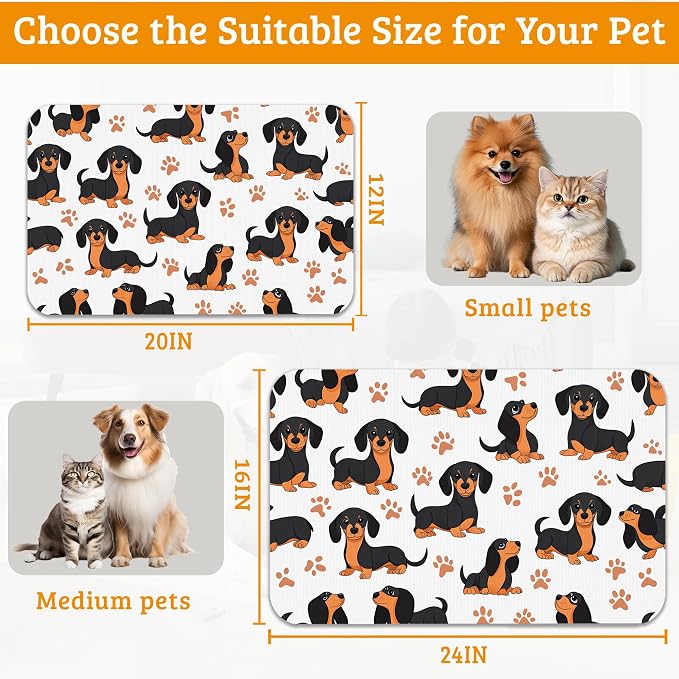 Dog Bowl Mat, Dog Dachshund Pet Feeding Mat - Image 6