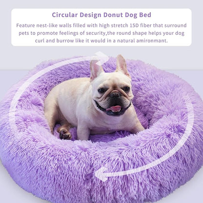 Calming Donut Dogs Beds for Small Dogs Washable, 23inch Plush Round Pet Bed for - Image 4