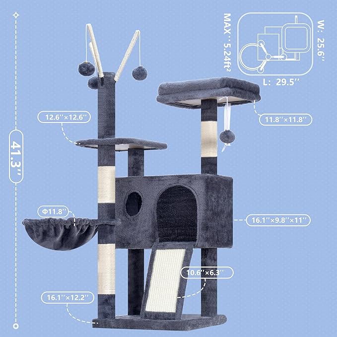 Hey-brother Cat Tree Tower, Scratching Posts - Image 2