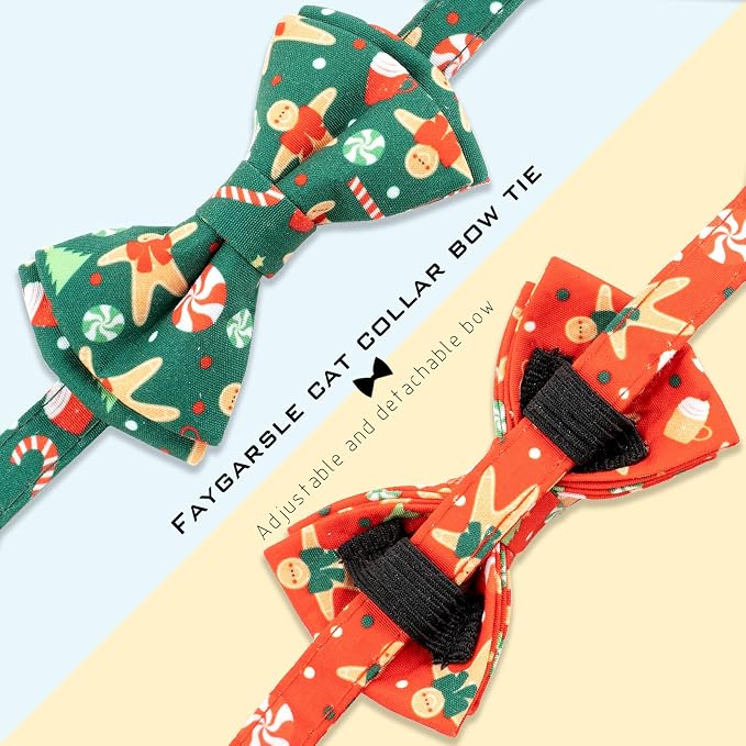 Faygarsle 2 Pack Christmas Cat Collar Set, - Image 3