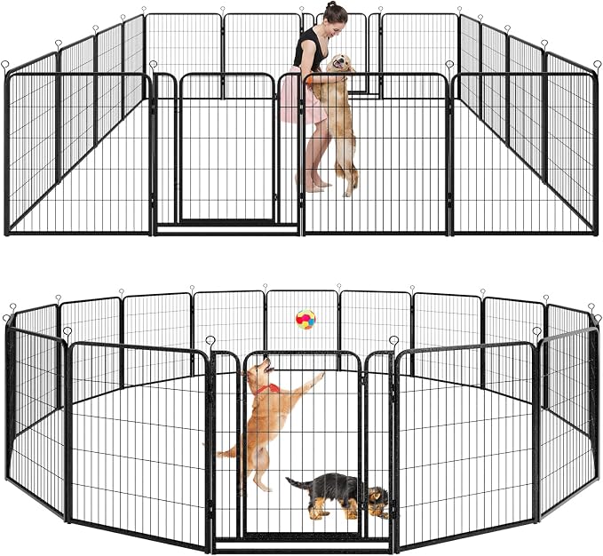 Dog Playpen Outdoor Extra Wide 16 Piece Panels Heavy Duty Dog Fence 40" Height by Committedtobetterpetlife