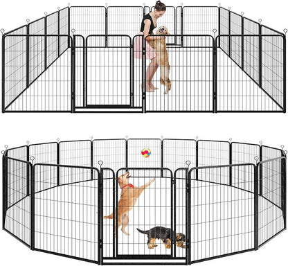 Dog Playpen Outdoor Extra Wide 16 Piece Panels Heavy Duty Dog Fence 40" Height by Committedtobetterpetlife