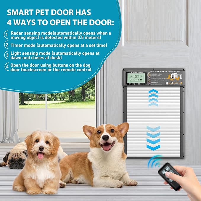 Automatic Pet Door, Dog Door Radar, Timer & Light Sensor Modes, Solar & USB - Image 4