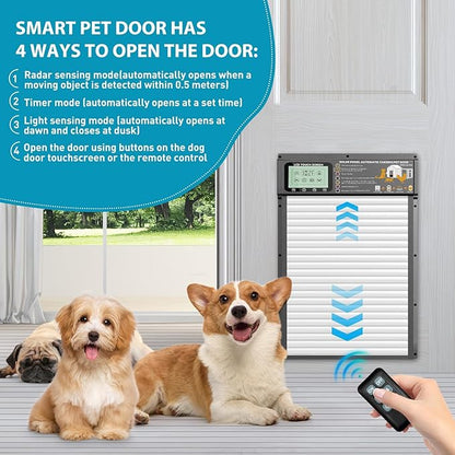 Automatic Pet Door, Dog Door Radar, Timer & Light Sensor Modes, Solar & USB - Image 4