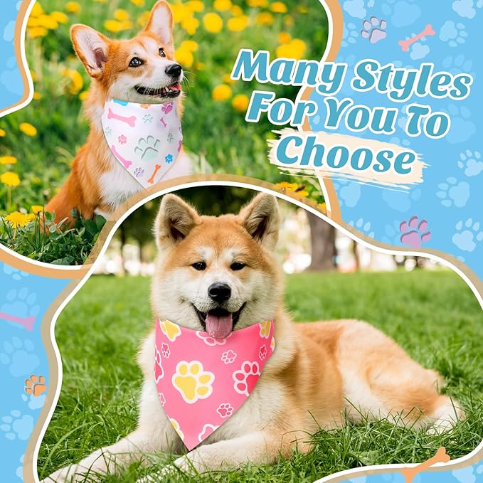 Weewooday 50 Pcs Paw Print Dog Bandanas Bulk - Image 2
