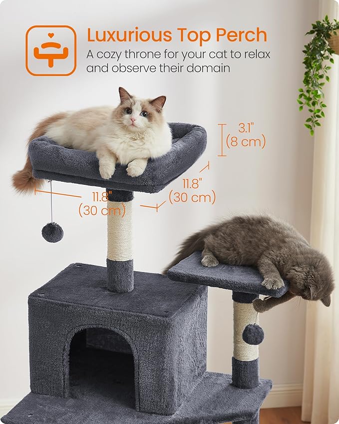 Feandrea Cat Tree, 73.2-Inch Tall Cat Tower, Plush Multi-Level Condo - Image 4