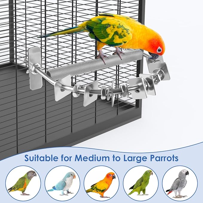 Bird Perch for Cage, Stainless Steel Parrot Perches - Image 7