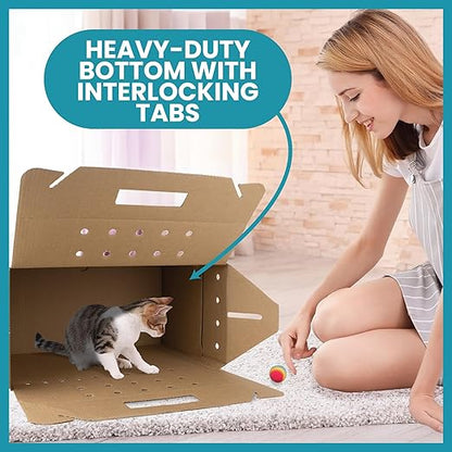 Disposable Cardboard Pet Carrier 12/Case | Sturdy Corrugated Cardboard Carrier - Image 6