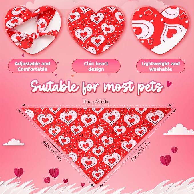Weewooday 50 Pcs Valentines Dog Bandanas Bulk - Image 2