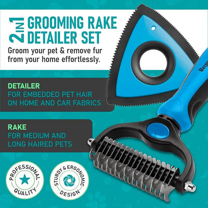 Maxpower Planet Pet Grooming Rake and Mini Pet Hair Remover Tool, Undercoat Rake - Image 2