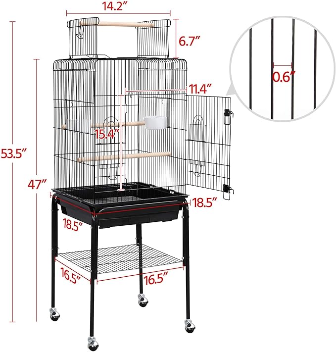 Yaheetech Open Top Rolling Parrot Bird Cage - Image 3