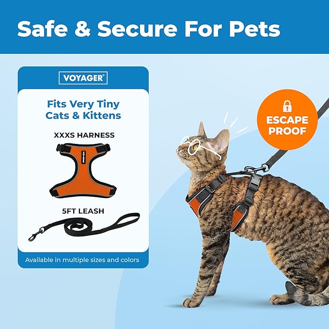 Voyager Escape-Proof Step-in Lock Cat Harness & 5ft Neoprene-Handle Leash Set - Image 2