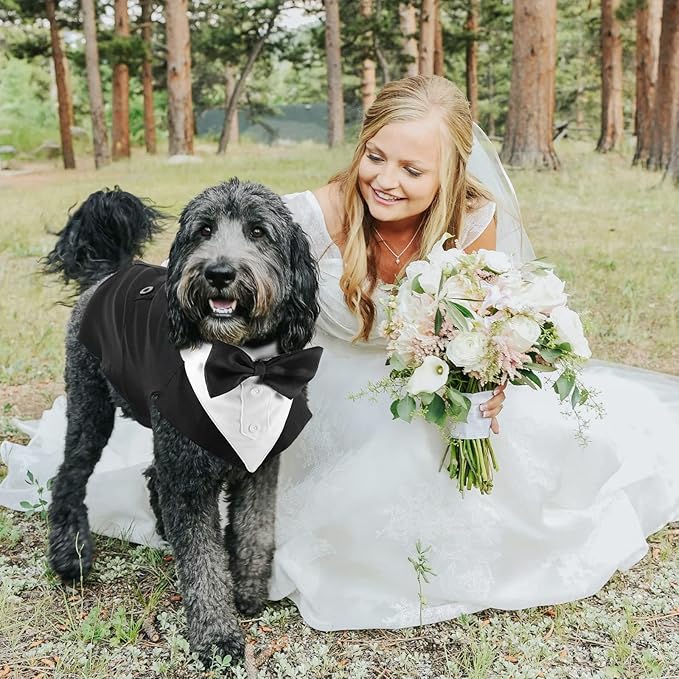Segarty Dog Tuxedo and Bandanas Suit Formal Wedding Costume, Adjustable Pet - Image 6